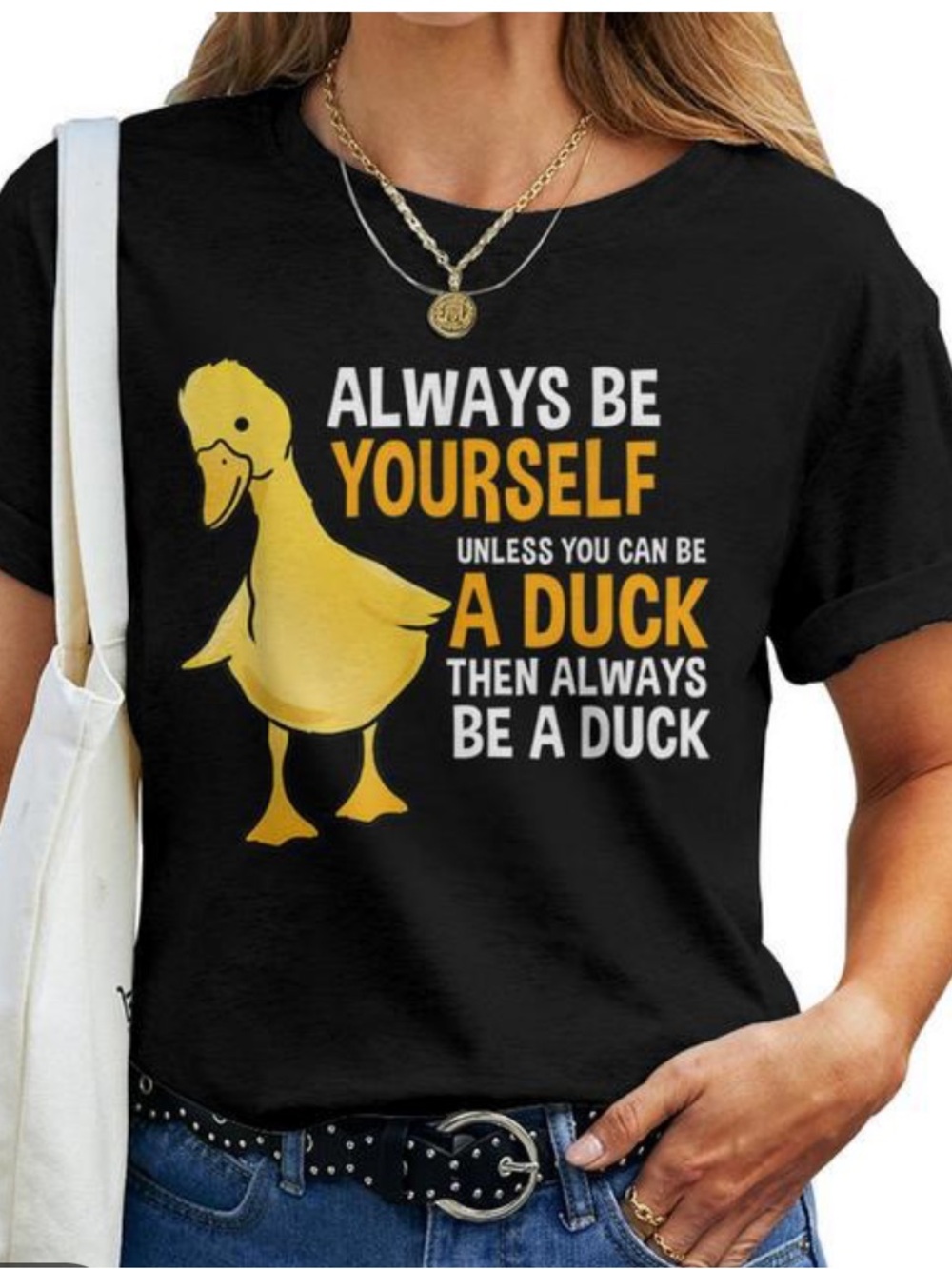 Always Be Yourself Duck Graphic Tee - Black & Yellow
